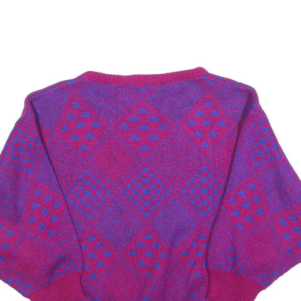 GOTHAM Womens Purple Patterned Jumper Crew Neck Basic Knit M Acrylic Fashion
