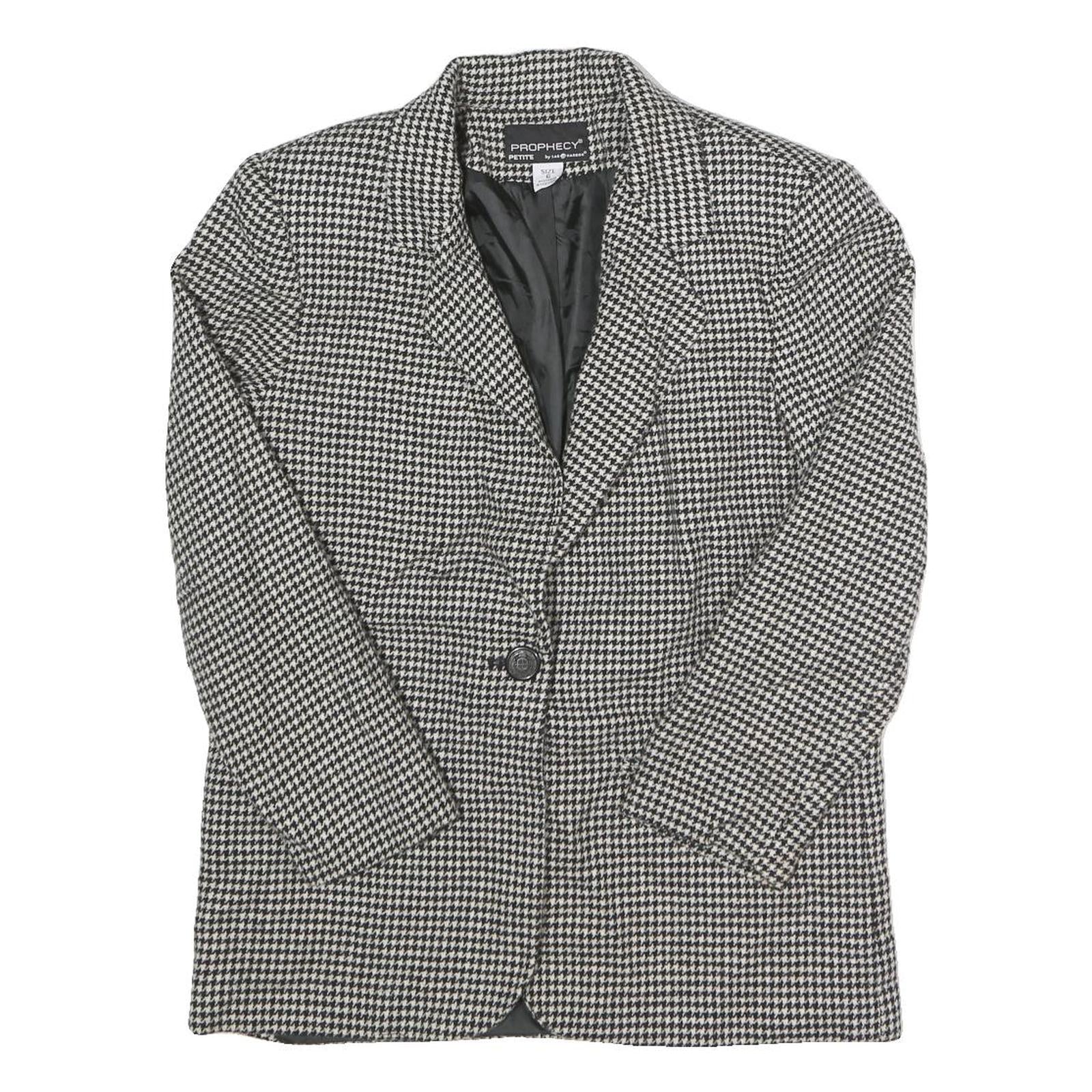 PROPHECY Womens Black & White Houndstooth Tailored Jacket UK 10 Wool Blend