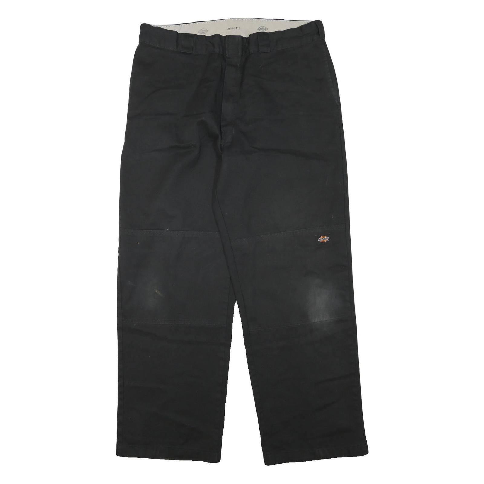 DICKIES Mens Black Polyester Blend Regular Fit Straight Leg Trousers W36 L32