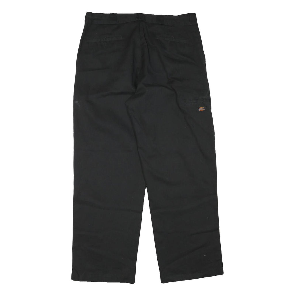 DICKIES Mens Black Polyester Blend Regular Fit Straight Leg Trousers W36 L32