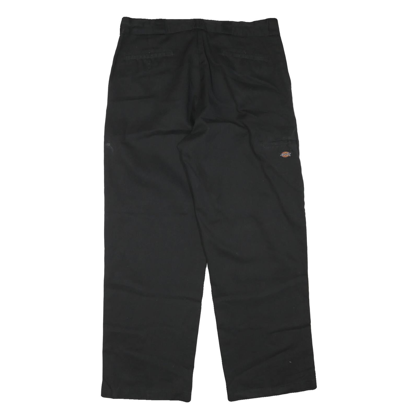 DICKIES Mens Black Polyester Blend Regular Fit Straight Leg Trousers W36 L32
