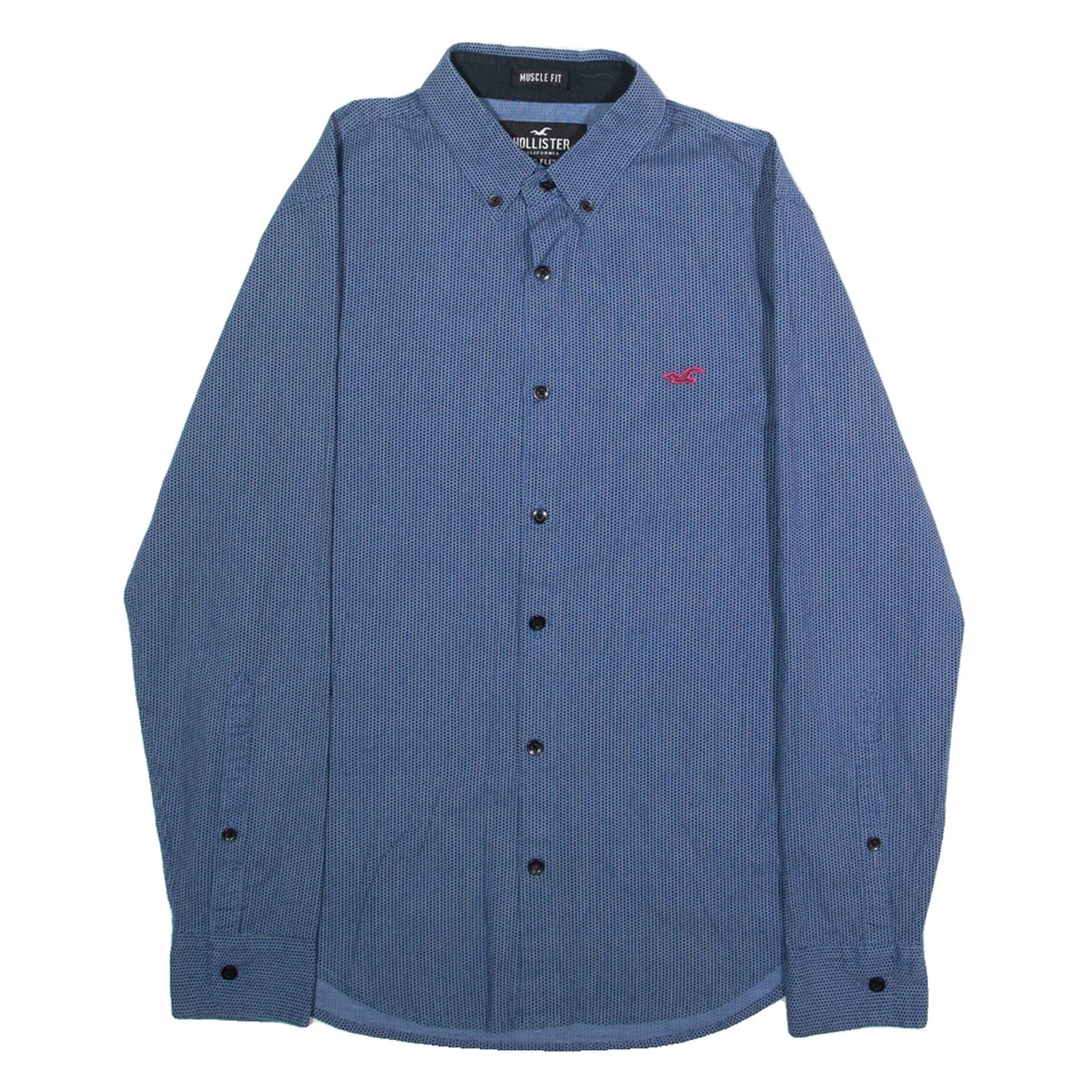 HOLLISTER Mens Shirt Blue Spotted Long Sleeve XS