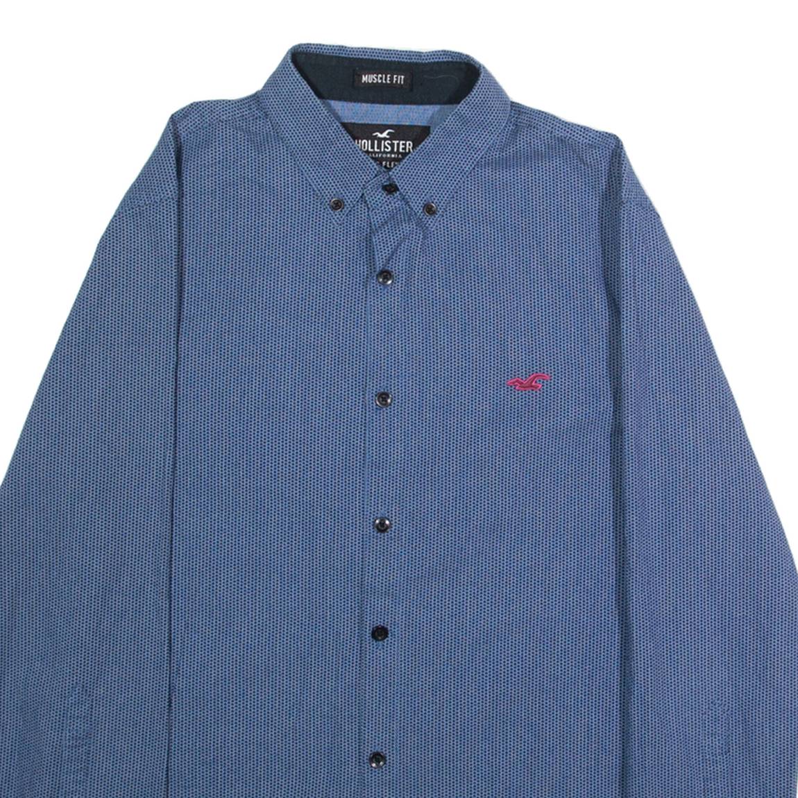 HOLLISTER Mens Shirt Blue Spotted Long Sleeve XS