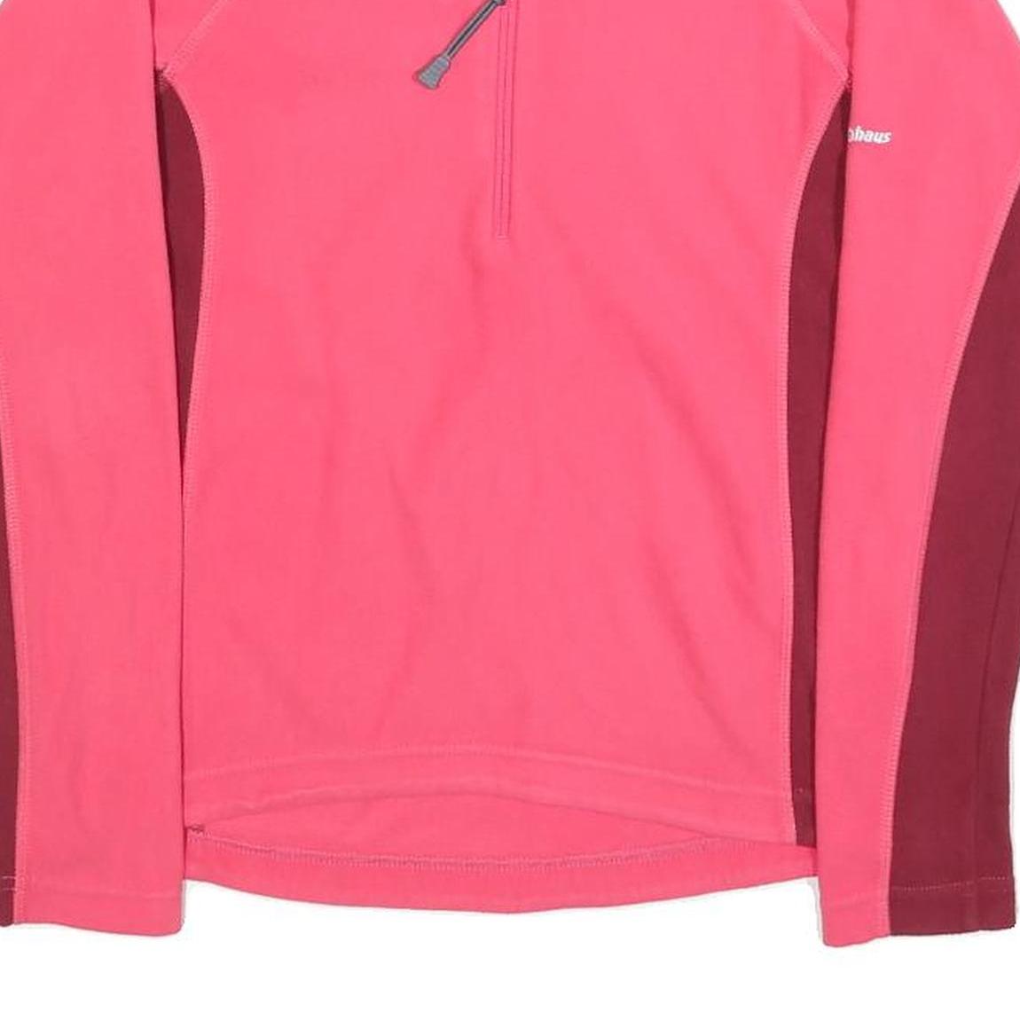 BERGHAUS Womens Pink & Burgundy Plain Pullover Jumper 1/4 Zip Polyester UK 8