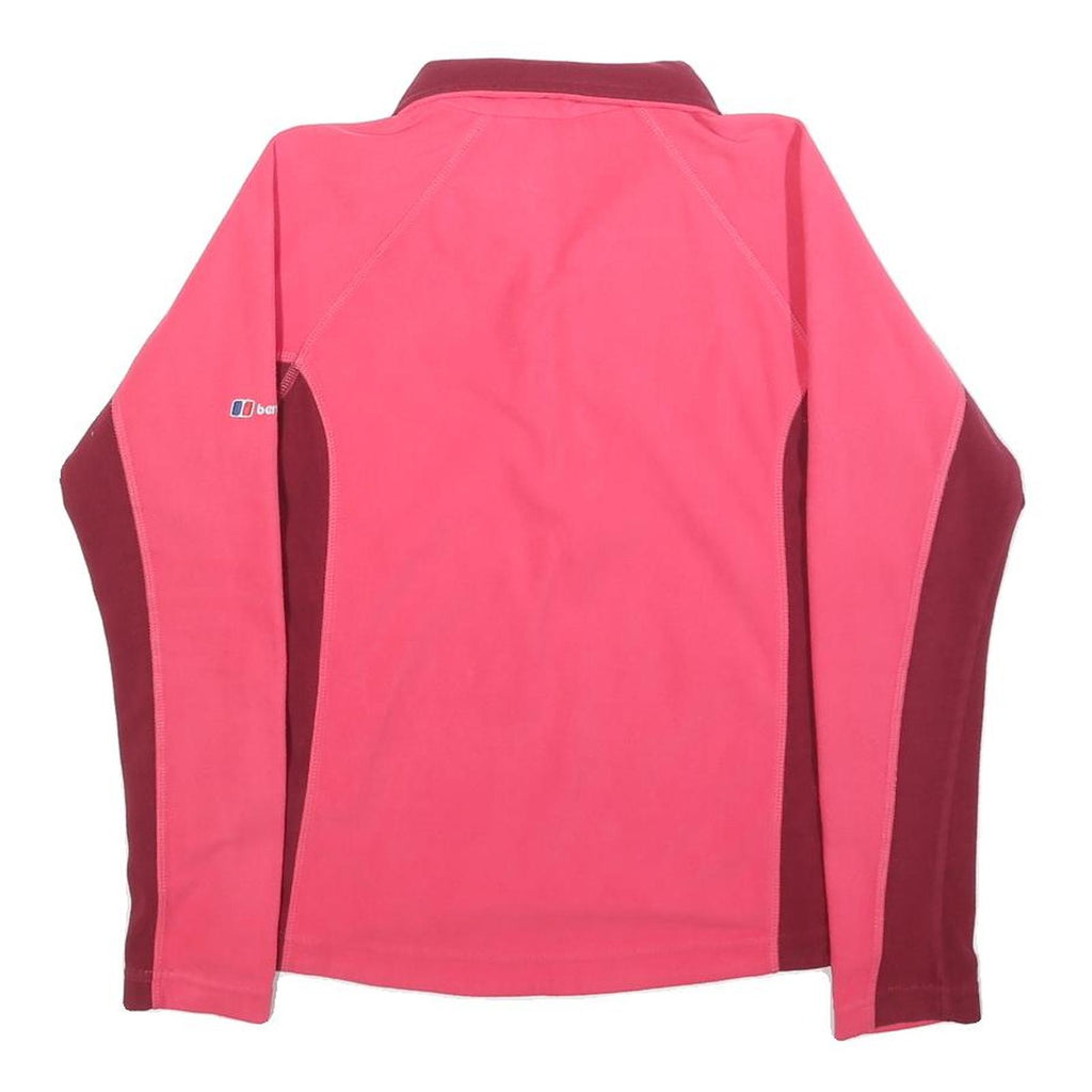 BERGHAUS Womens Pink & Burgundy Plain Pullover Jumper 1/4 Zip Polyester UK 8