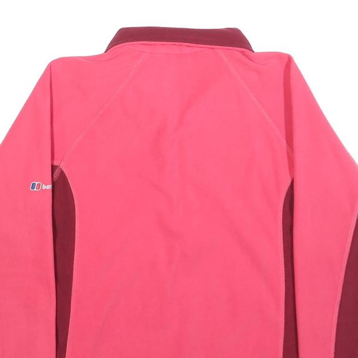 BERGHAUS Womens Pink & Burgundy Plain Pullover Jumper 1/4 Zip Polyester UK 8