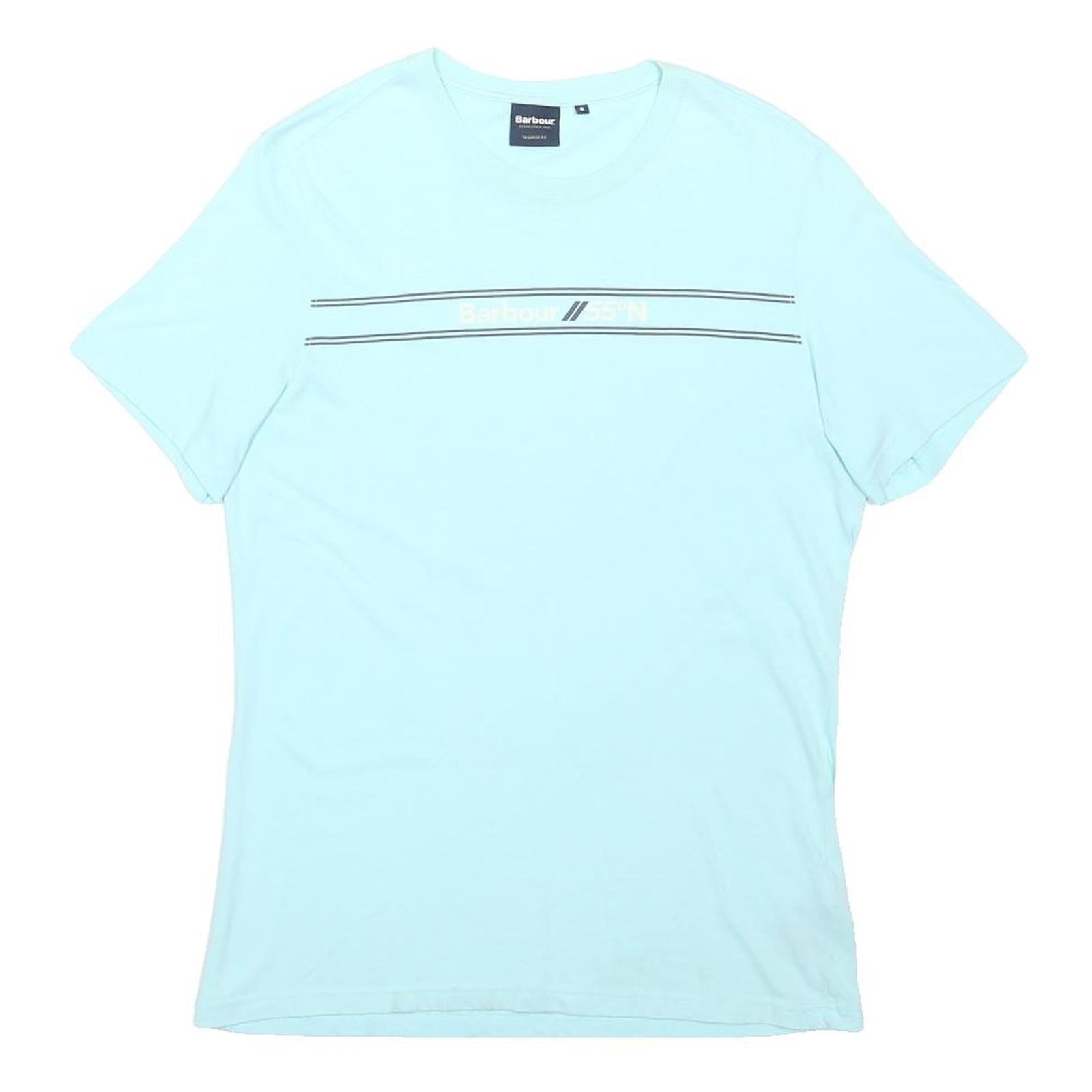 BARBOUR Mens Blue Graphic T-Shirt S Short Sleeve Crew Neck Casual Cotton