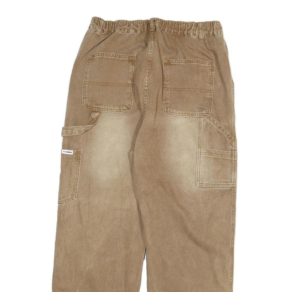 ZO DESIGN Mens Beige Regular Fit Straight Denim W30 L28 Cotton Blend Zip Jeans