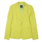 PINKO Womens Yellow Slim Blazer Jacket UK 12 Polyester Blend Button Closure