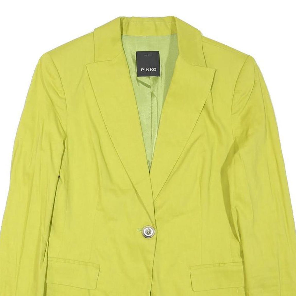 PINKO Womens Yellow Slim Blazer Jacket UK 12 Polyester Blend Button Closure
