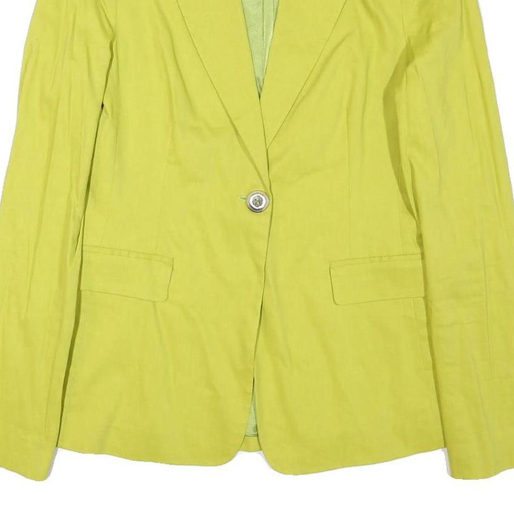 PINKO Womens Yellow Slim Blazer Jacket UK 12 Polyester Blend Button Closure