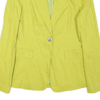 PINKO Womens Yellow Slim Blazer Jacket UK 12 Polyester Blend Button Closure