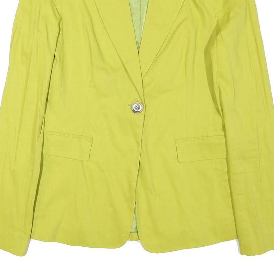 PINKO Womens Yellow Slim Blazer Jacket UK 12 Polyester Blend Button Closure