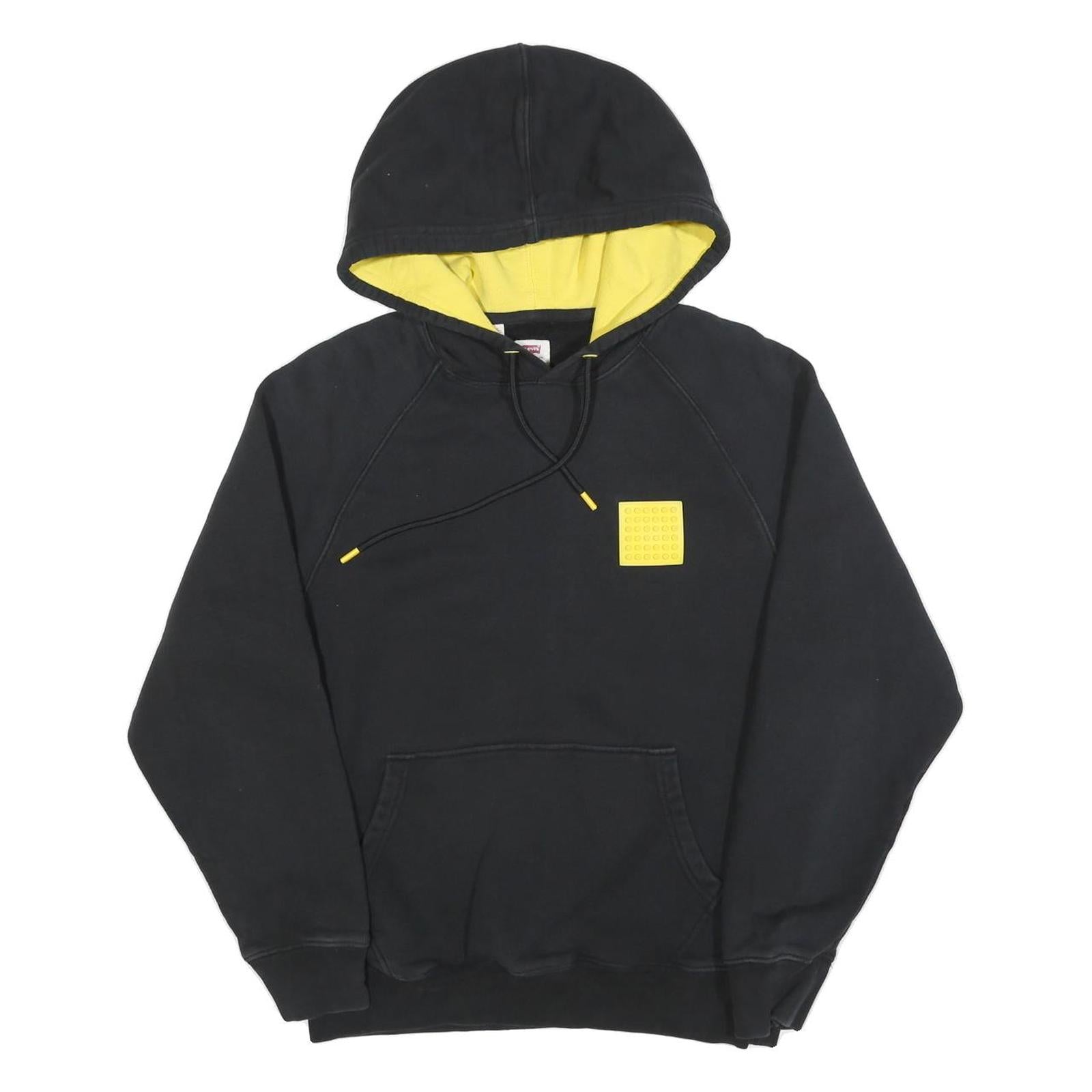 LEVI'S Mens Black & Yellow Pullover Hoodie S Cotton Blend Casual