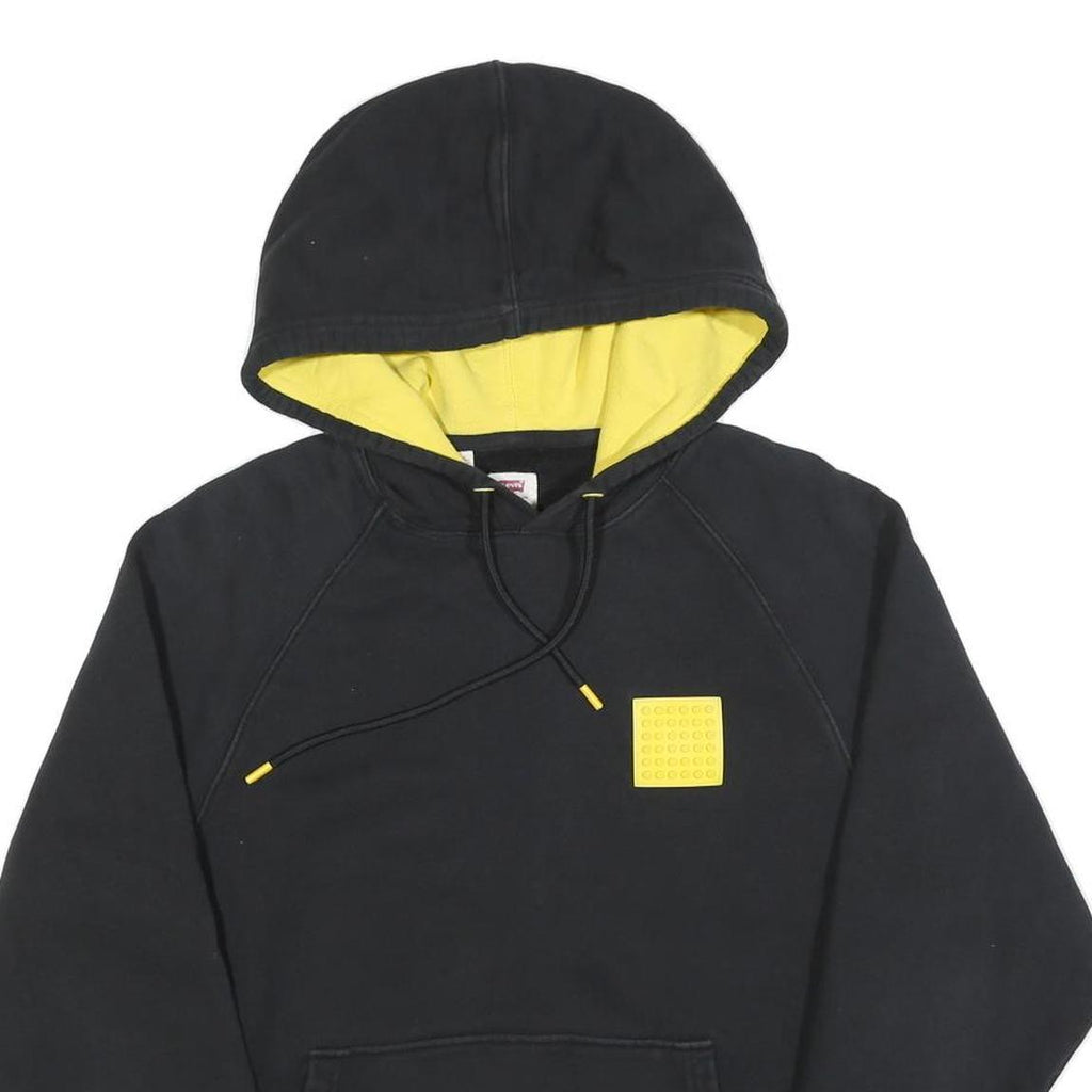 LEVI'S Mens Black & Yellow Pullover Hoodie S Cotton Blend Casual