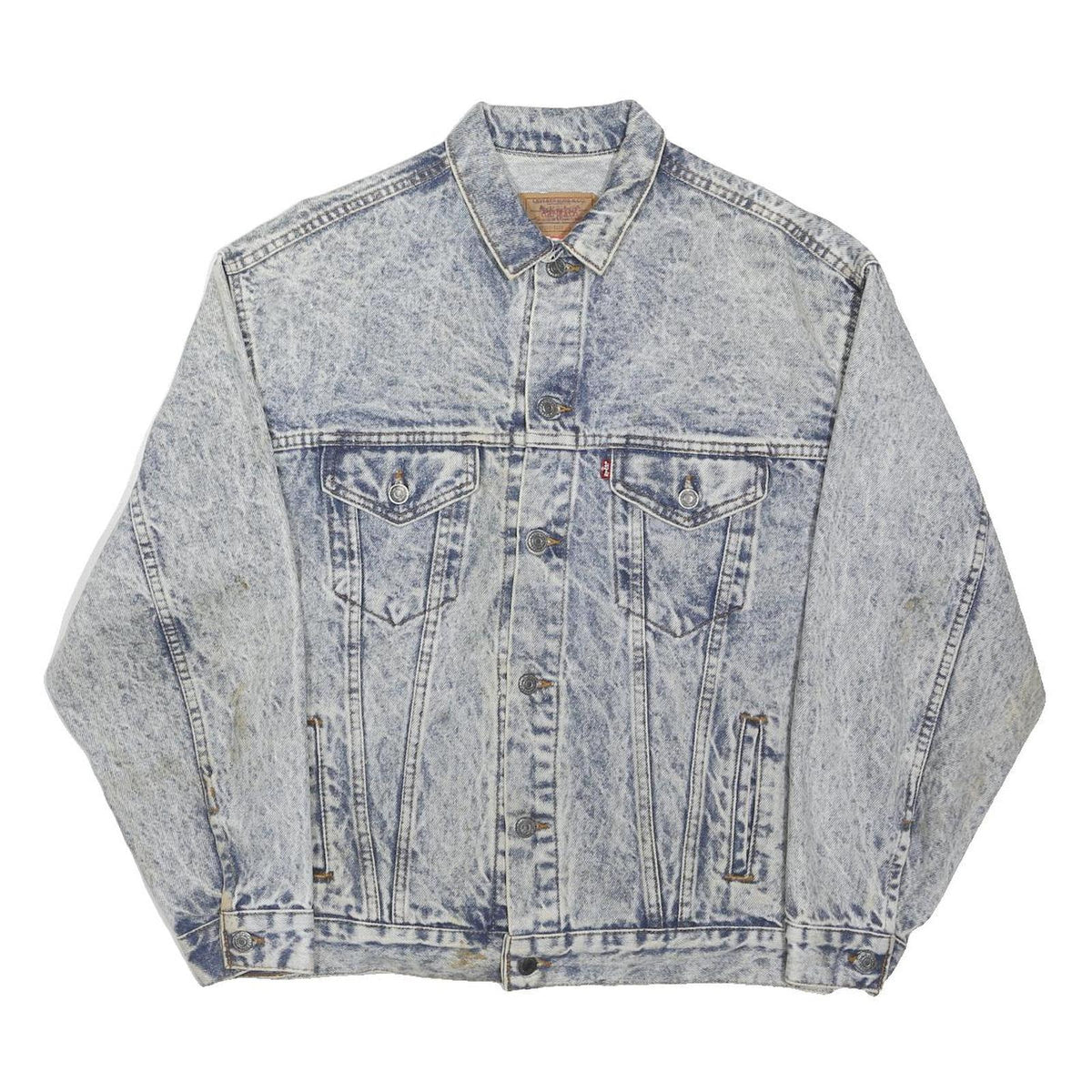 LEVI'S Mens Blue Denim Cotton Blend Button Jacket XL Acid Wash Vintage Casual
