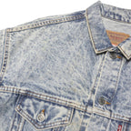 LEVI'S Mens Blue Denim Cotton Blend Button Jacket XL Acid Wash Vintage Casual