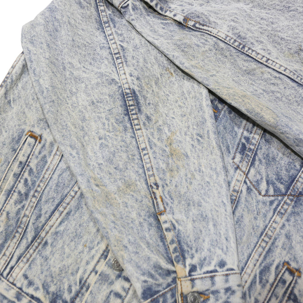 LEVI'S Mens Blue Denim Cotton Blend Button Jacket XL Acid Wash Vintage Casual