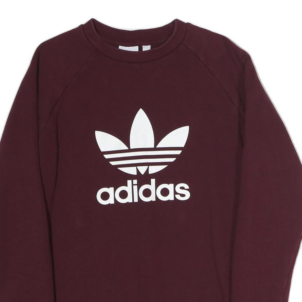 ADIDAS Mens Burgundy Sweatshirt S Crew Neck Cotton Blend Pullover