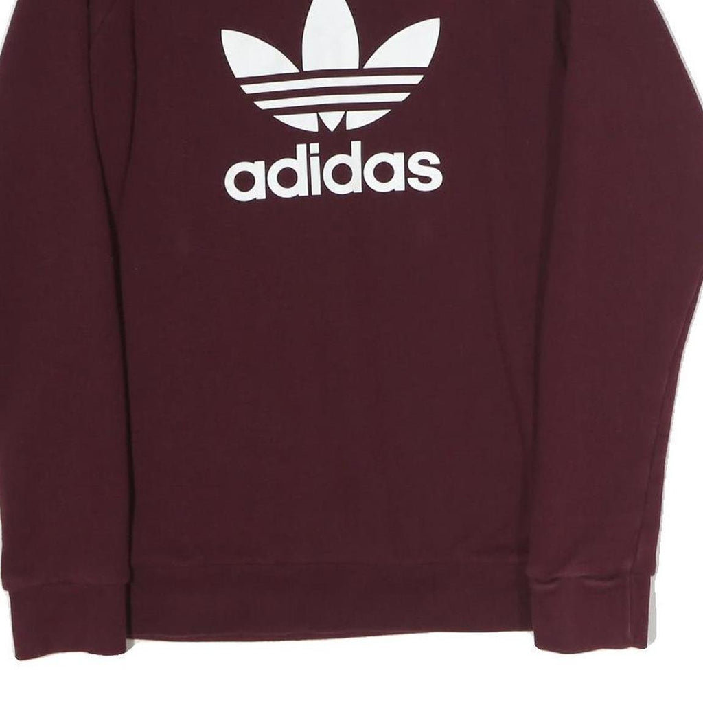 ADIDAS Mens Burgundy Sweatshirt S Crew Neck Cotton Blend Pullover