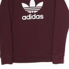 ADIDAS Mens Burgundy Sweatshirt S Crew Neck Cotton Blend Pullover