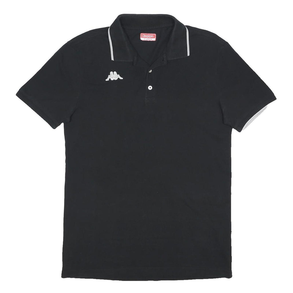 KAPPA Mens Black Short Sleeve Plain Polo Shirt XL Cotton Casual Sport