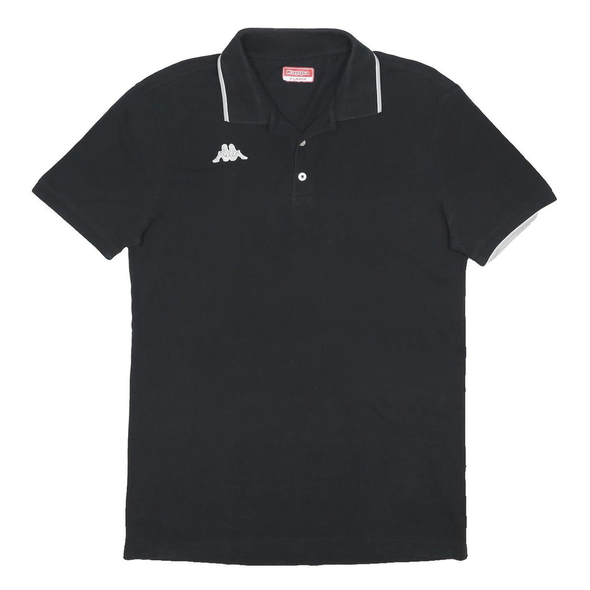 KAPPA Mens Black Short Sleeve Plain Polo Shirt XL Cotton Casual Sport