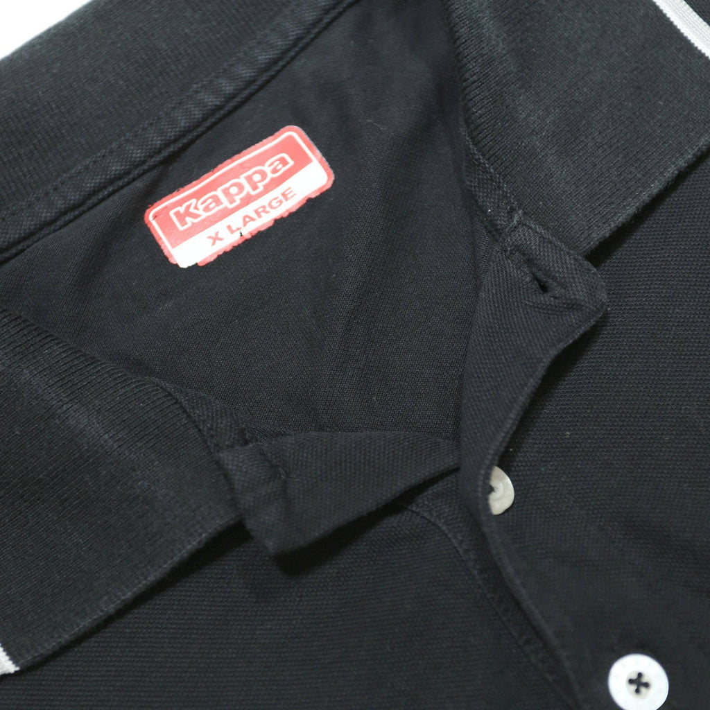 KAPPA Mens Black Short Sleeve Plain Polo Shirt XL Cotton Casual Sport