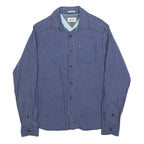 TOMMY HILFIGER Mens Blue Check Shirt S Cotton Blend Casual Button Down Long