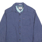 TOMMY HILFIGER Mens Blue Check Shirt S Cotton Blend Casual Button Down Long