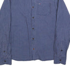 TOMMY HILFIGER Mens Blue Check Shirt S Cotton Blend Casual Button Down Long