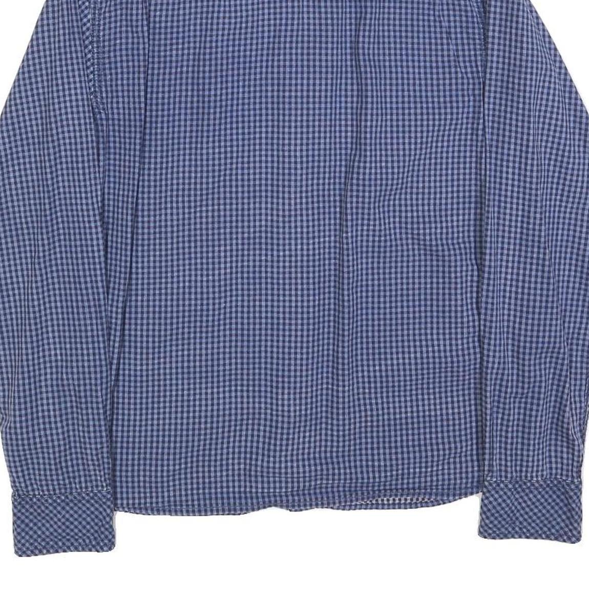 TOMMY HILFIGER Mens Blue Check Shirt S Cotton Blend Casual Button Down Long