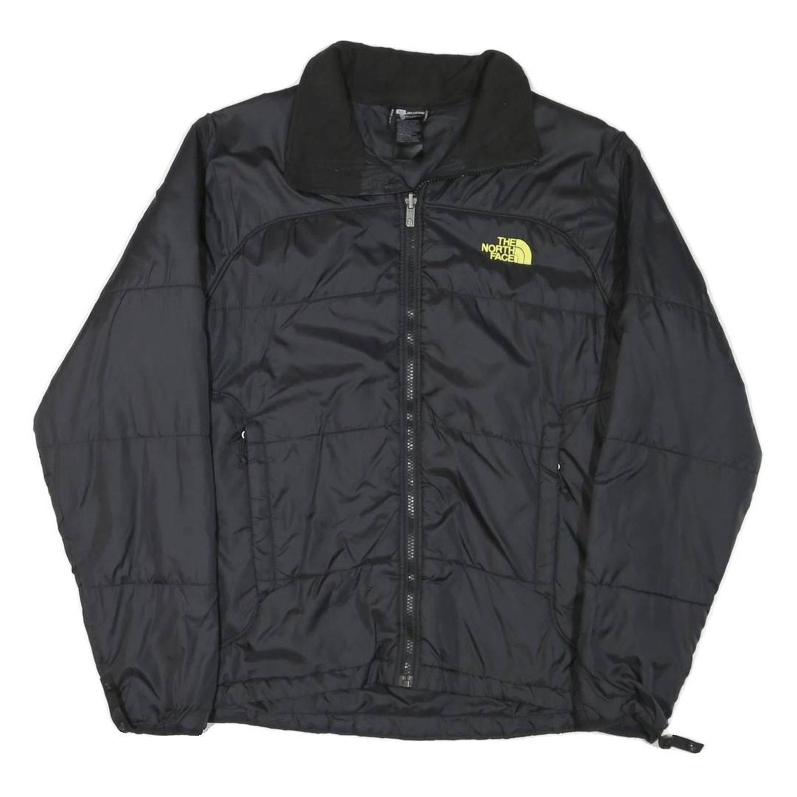 THE NORTH FACE Mens Black Yellow Logo Puffer Jacket S Polyester Blend Zip