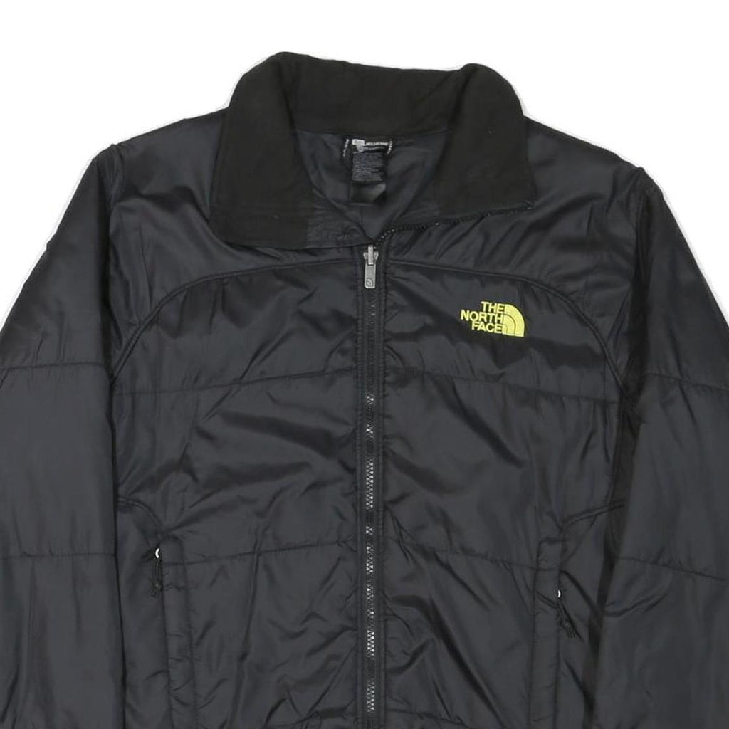 THE NORTH FACE Mens Black Yellow Logo Puffer Jacket S Polyester Blend Zip
