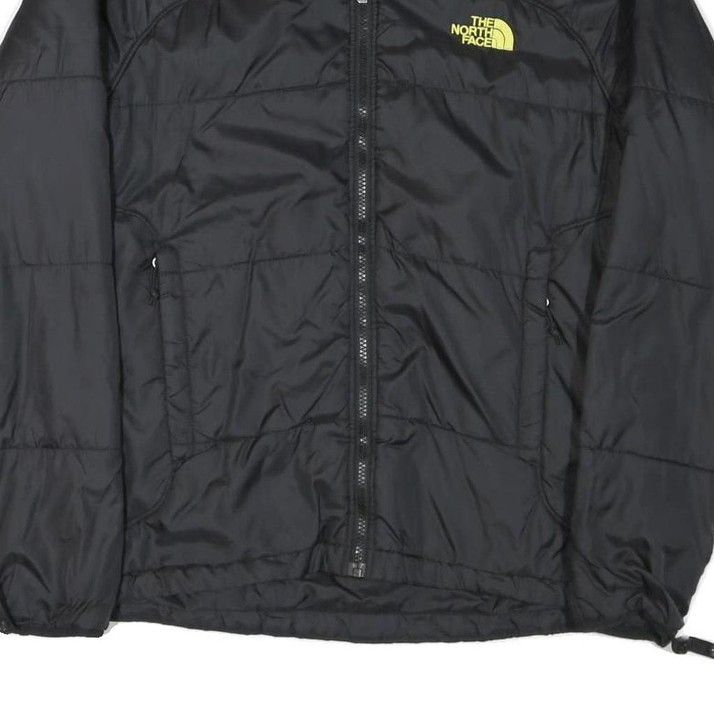 THE NORTH FACE Mens Black Yellow Logo Puffer Jacket S Polyester Blend Zip