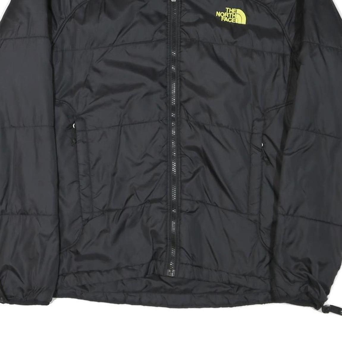 THE NORTH FACE Mens Black Yellow Logo Puffer Jacket S Polyester Blend Zip