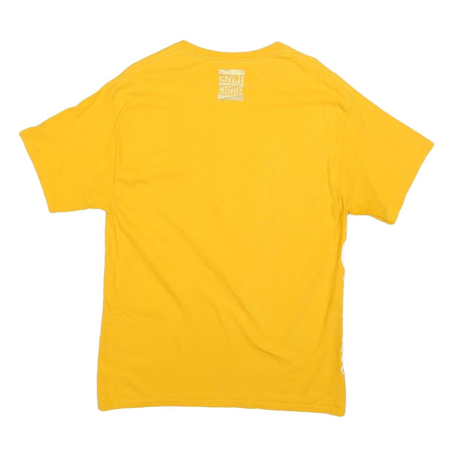 CHAMPION Mens Yellow Gold Niñoz Graphic T-Shirt L Short Sleeve Crew Neck Cotton