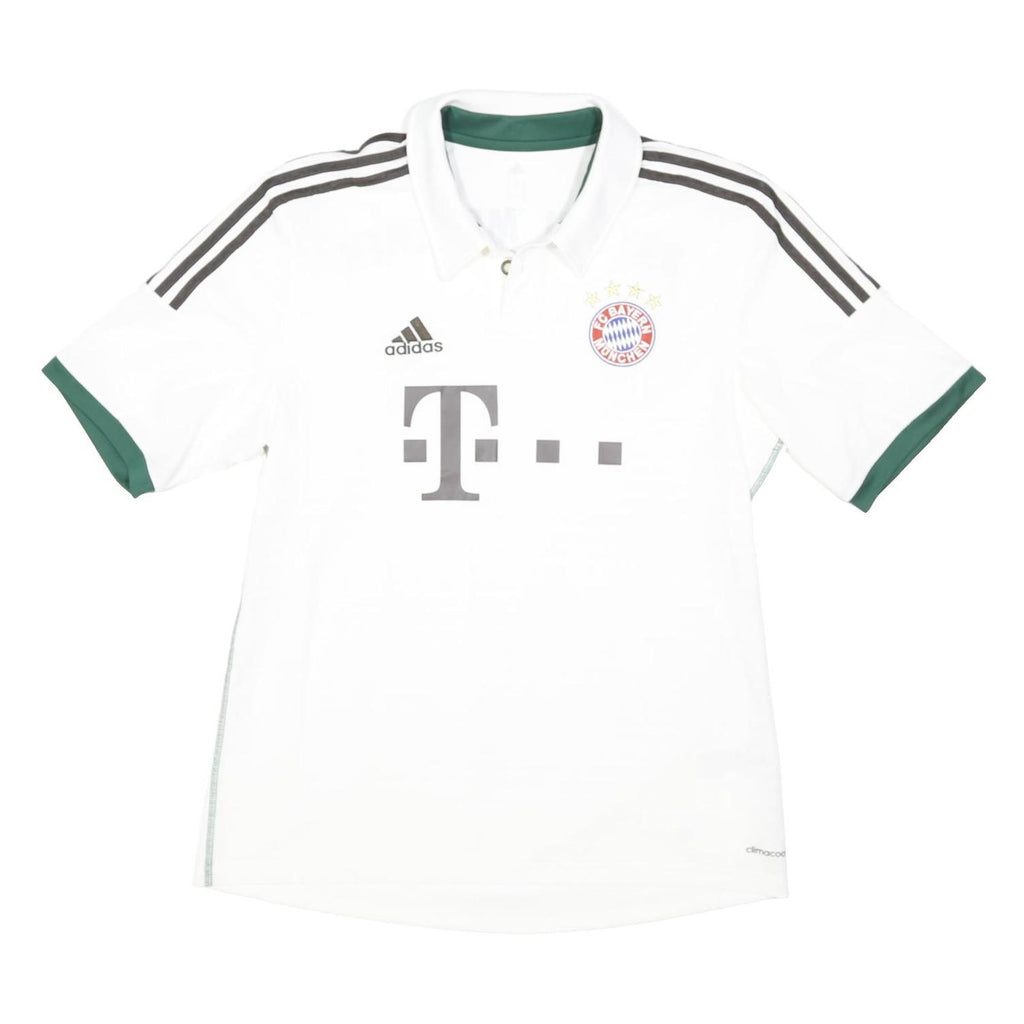 ADIDAS Mens White Green Bayern Munchen Football Shirt L Short Sleeve Polo Collar