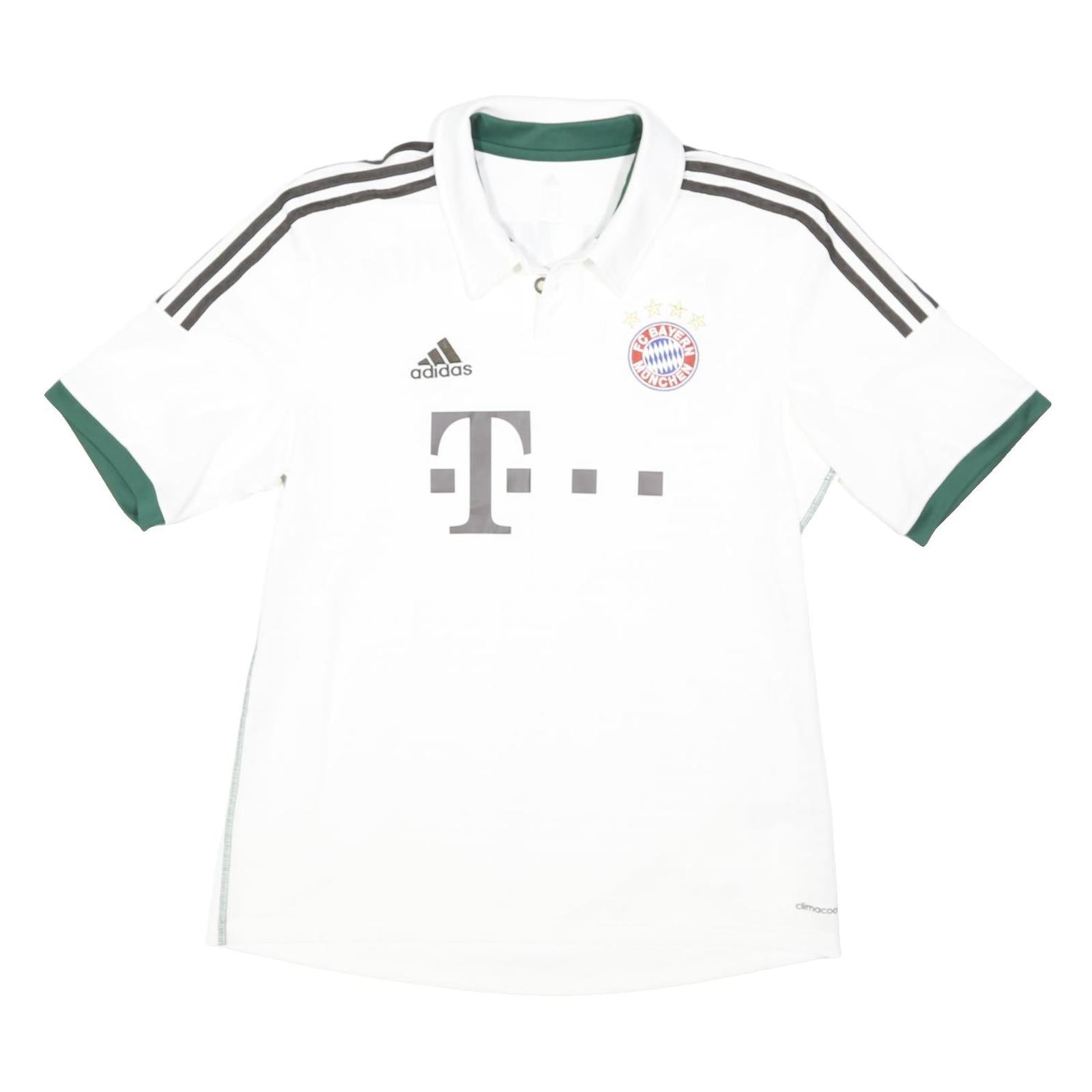 ADIDAS Mens White Green Bayern Munchen Football Shirt L Short Sleeve Polo Collar