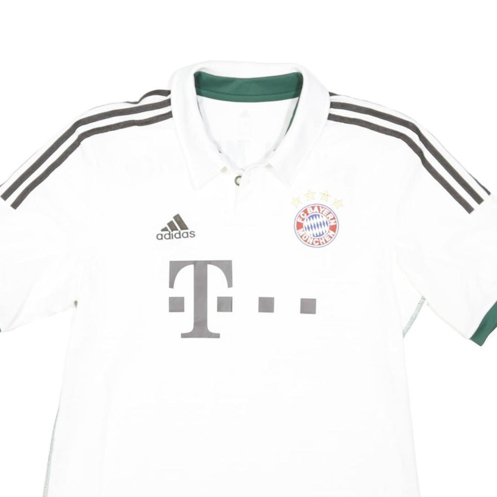 ADIDAS Mens White Green Bayern Munchen Football Shirt L Short Sleeve Polo Collar