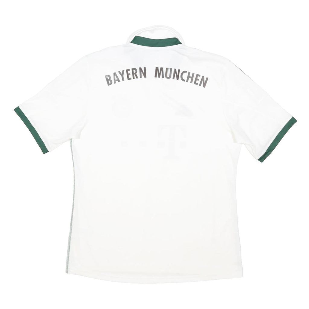 ADIDAS Mens White Green Bayern Munchen Football Shirt L Short Sleeve Polo Collar