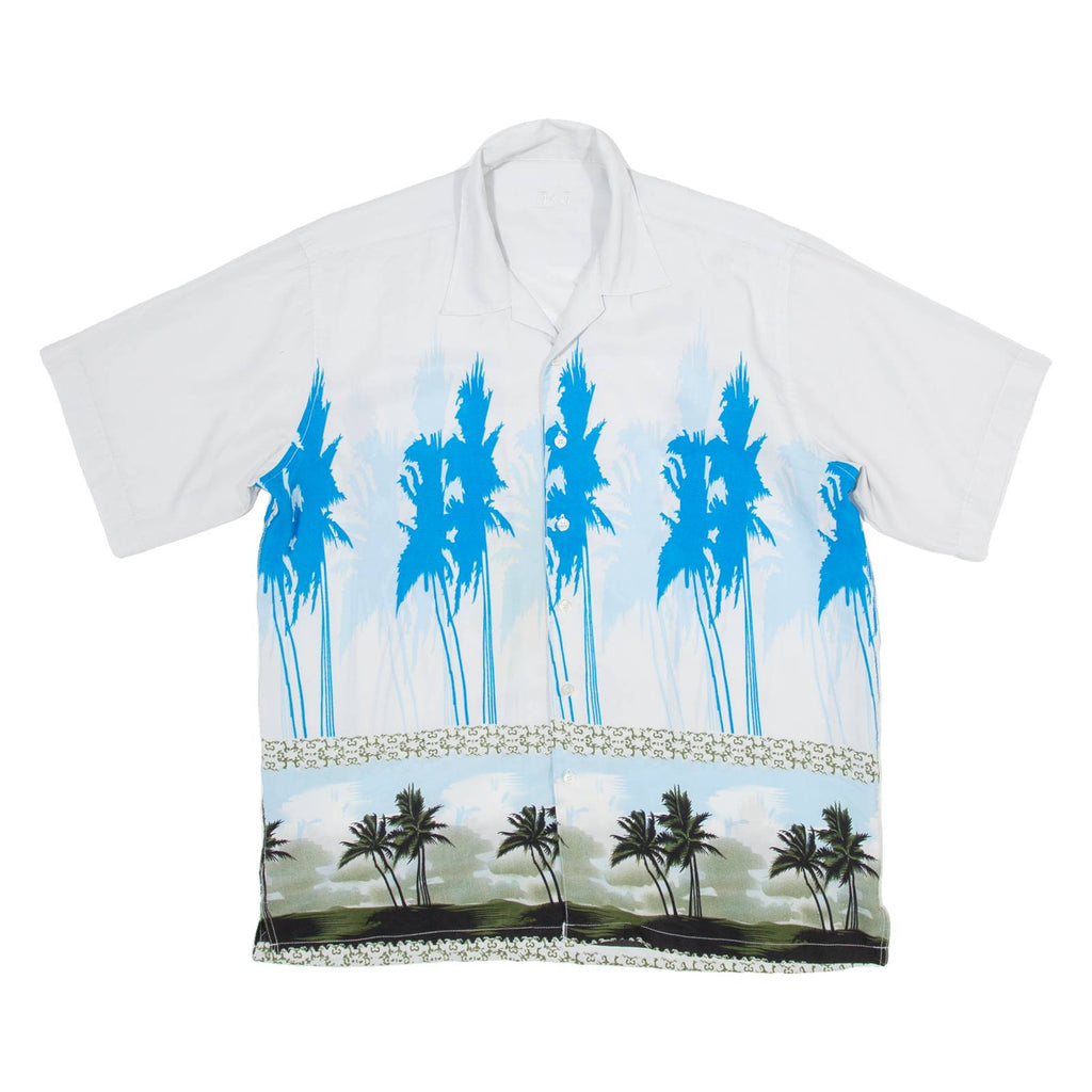 J&J Mens Hawaiian Shirt Grey Floral L