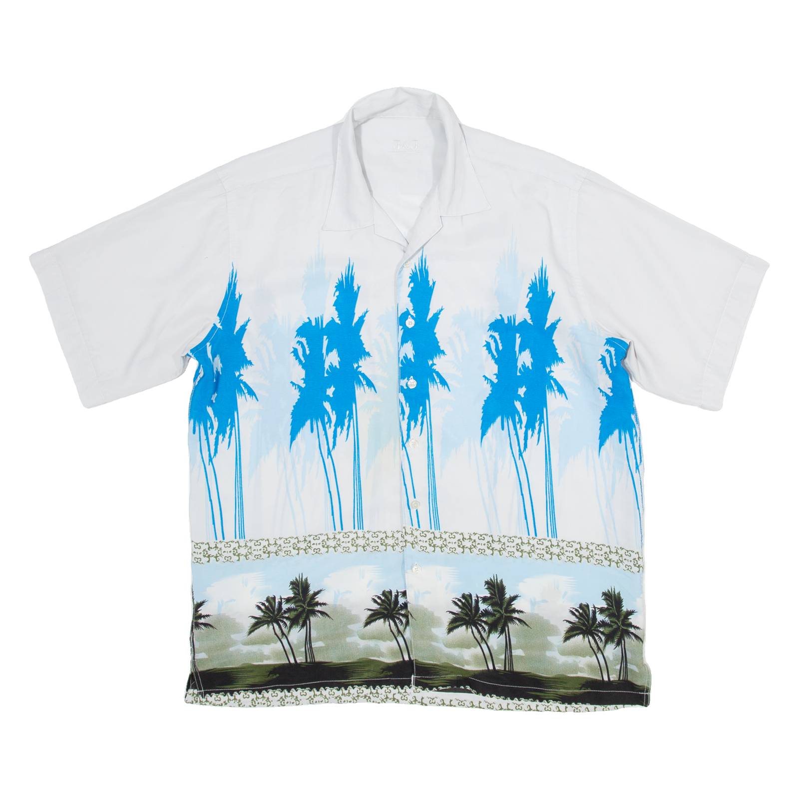 J&J Mens Hawaiian Shirt Grey Floral L