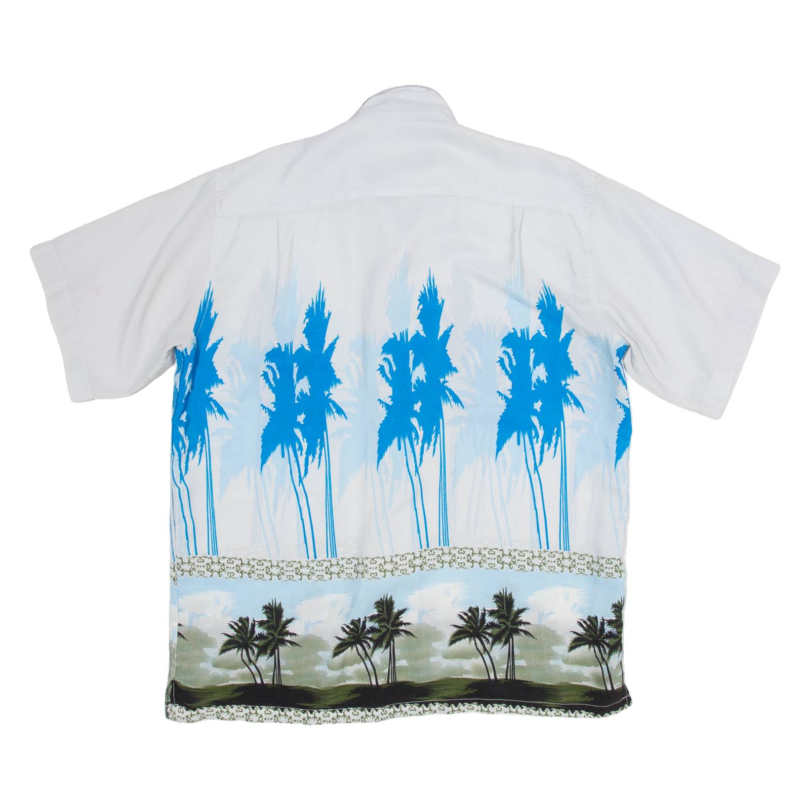 J&J Mens Hawaiian Shirt Grey Floral L