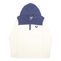 TRUE RELIGION Mens Blue & White Hoodie 2XL Cotton Blend Long Sleeve Pullover