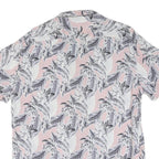 Mens Pink & Grey Floral Pattern Cotton Shirt Size L Casual Summer Short Sleeve