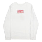 VANS Mens White Sweatshirt Crew Neck M Cotton Blend Casual Pullover Logo