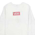 VANS Mens White Sweatshirt Crew Neck M Cotton Blend Casual Pullover Logo