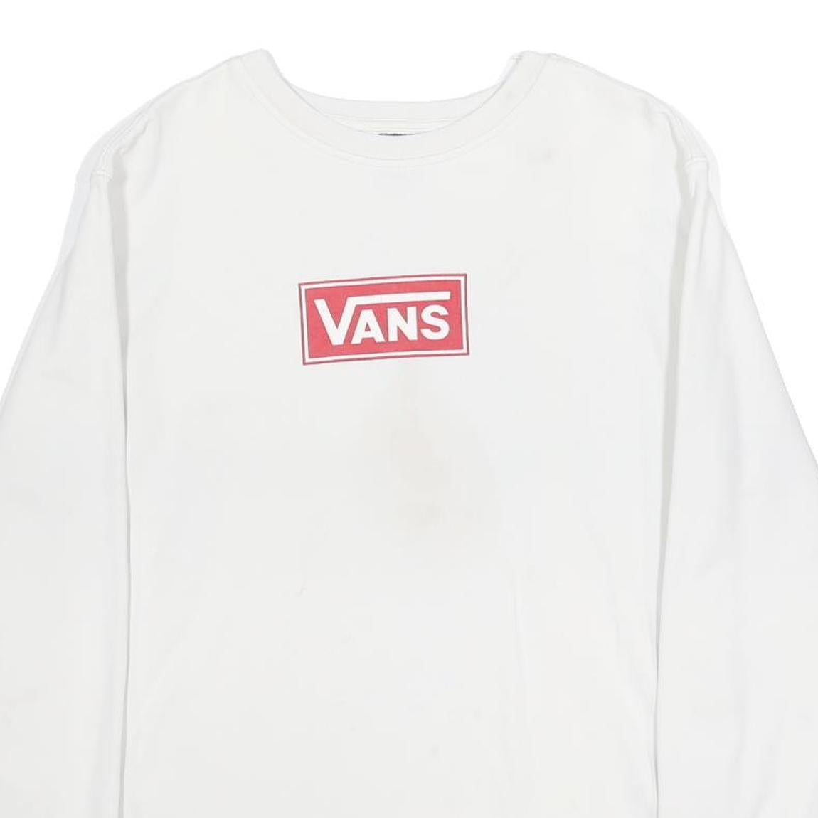 VANS Mens White Sweatshirt Crew Neck M Cotton Blend Casual Pullover Logo