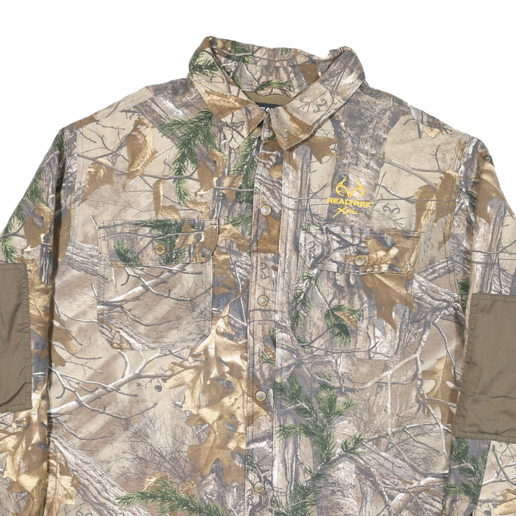 REAL TREE Mens Beige Camouflage Cotton Blend Zip Jacket 2XL Outdoor Hunting
